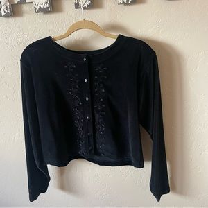 Liz Claiborne black velvet cropped top - adorable!